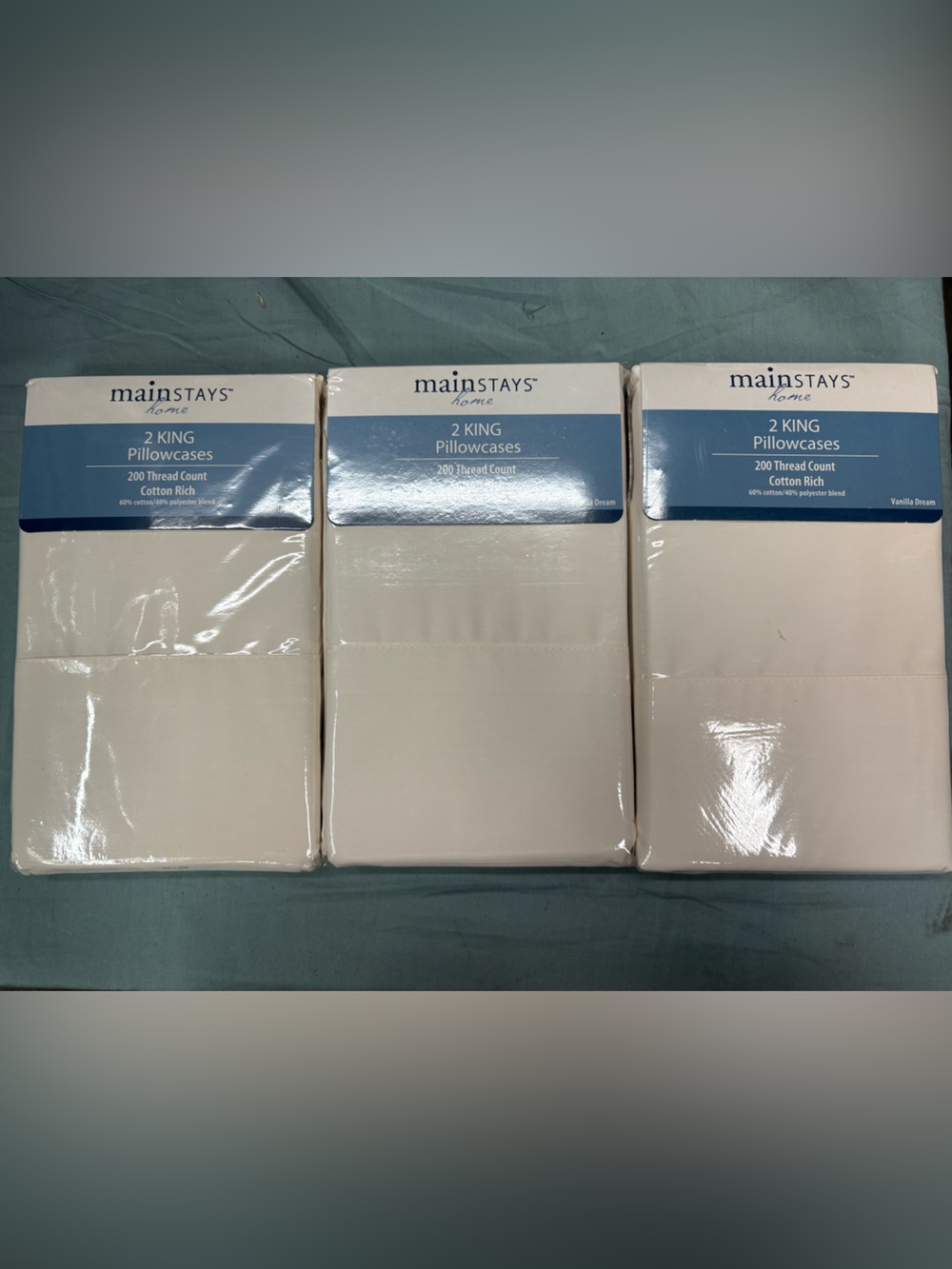 Mainstays King Pillowcases Set - cream (3 Pack)